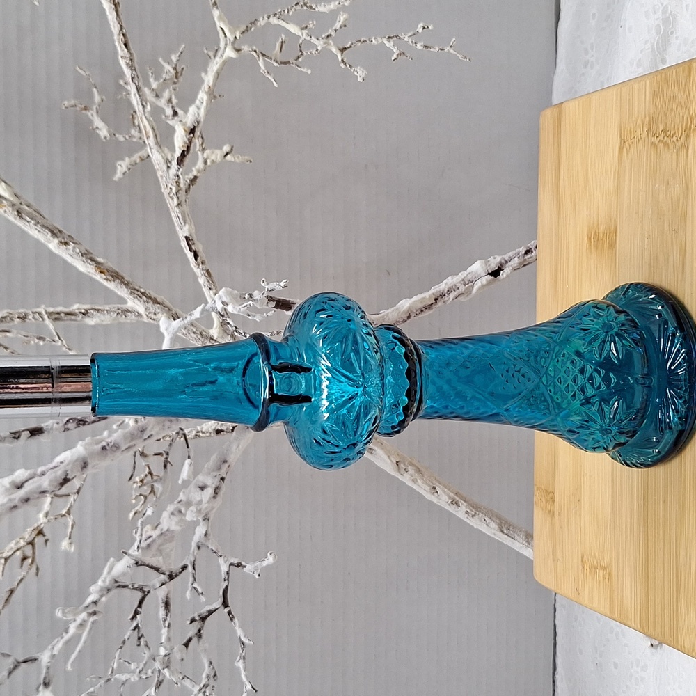#ADO Vintage Avon Turquoise Blue Textured Glass Genie Style Bottle. #19